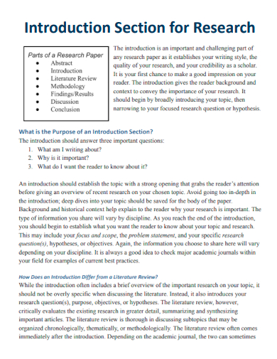 sample research introduction template