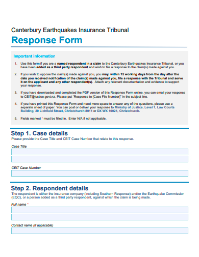 sample response form template
