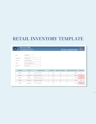 sample retail inventory template