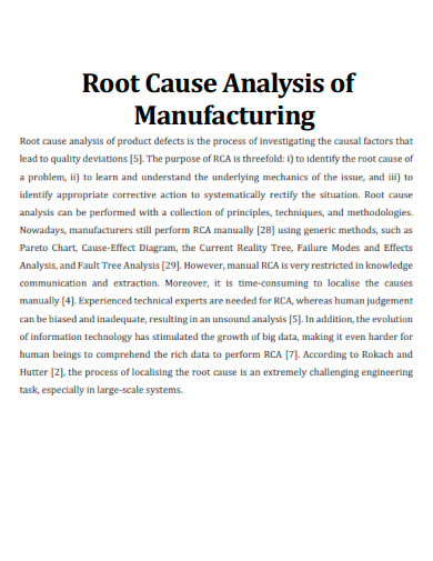sample root cause analysis of manufacturing template