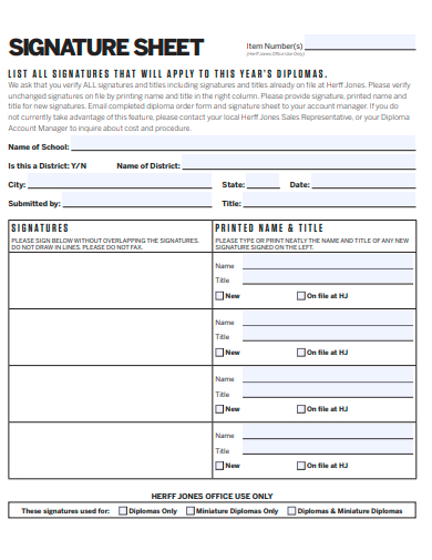 sample signature sheet template