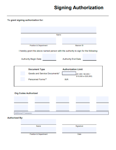 sample signing authorization template