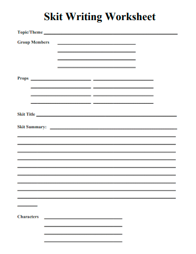 sample skit writing worksheet template