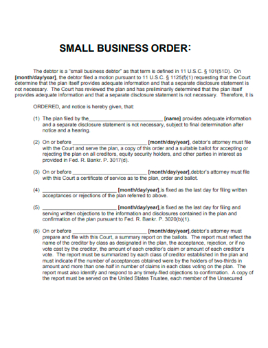 sample small business order template