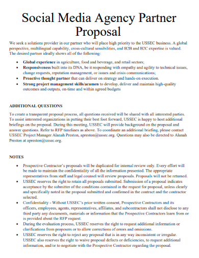 sample social media agency partner proposal template