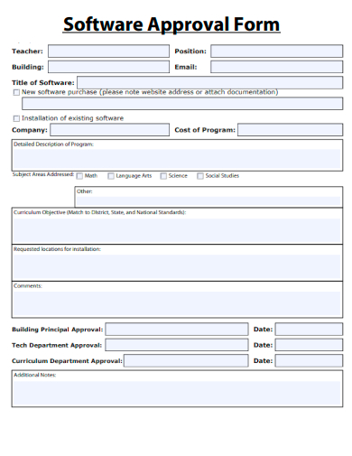 sample software approval form template