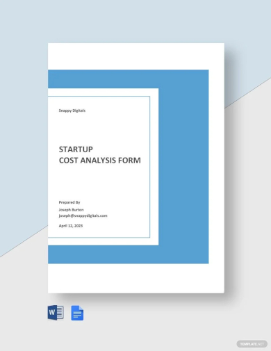 sample startup cost analysis form template