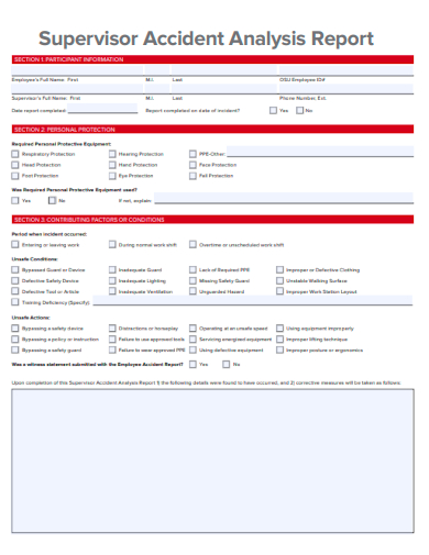 sample supervisor accident analysis report form template
