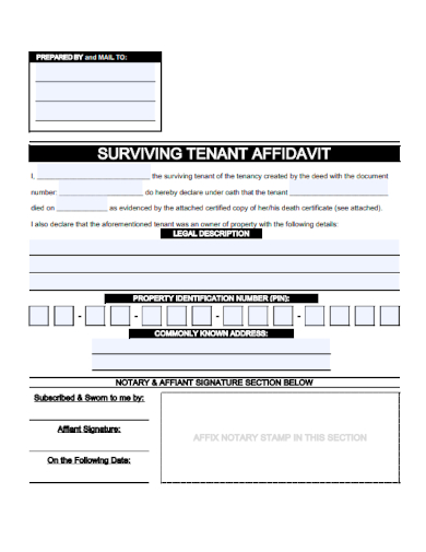 sample surviving tenant affidavit template