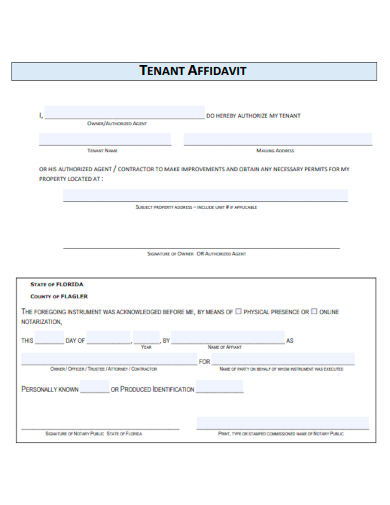 sample tenant affidavit standard template