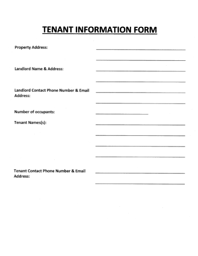 sample tenant information form template