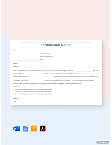sample termination notice template