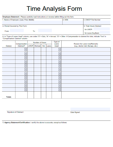 sample time analysis form template
