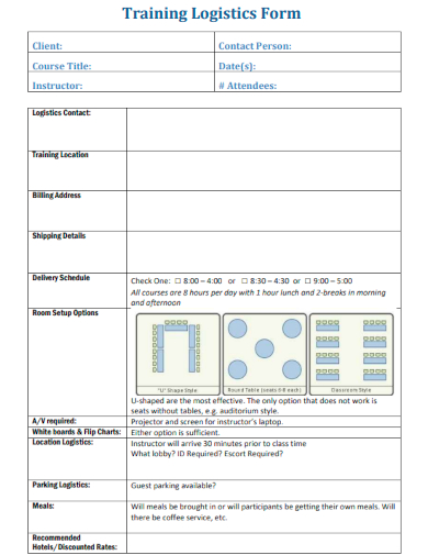 sample training logistic form template