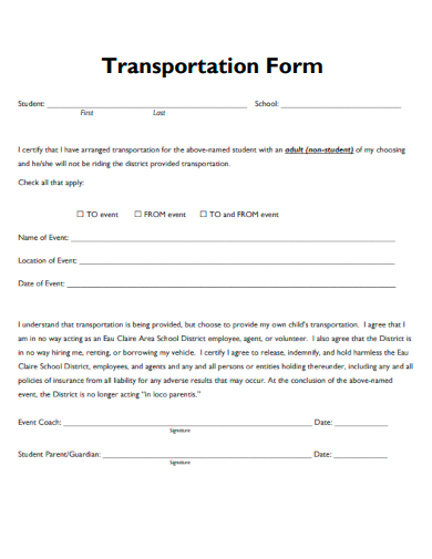 sample transportation editable form template