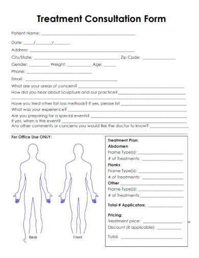 sample treatment consultation form template