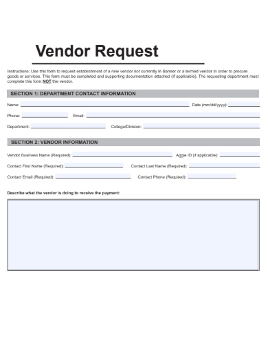sample vendor request template