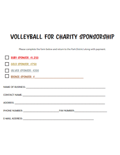 sample volleyball charity sponsorship template