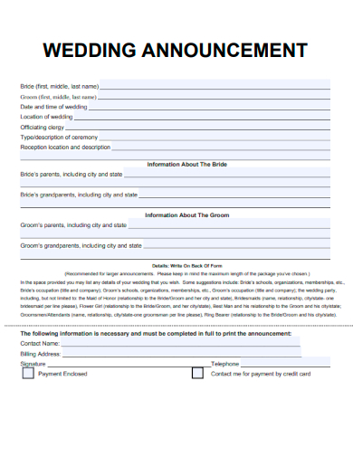 sample wedding announcement template