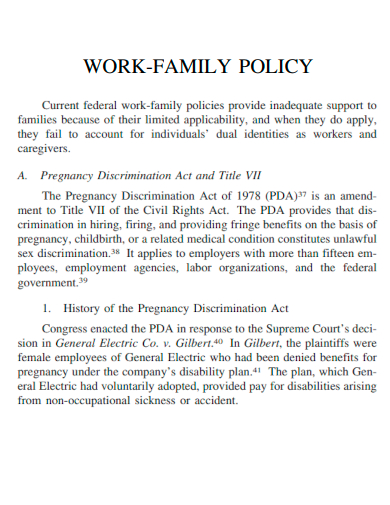 sample work family policy template