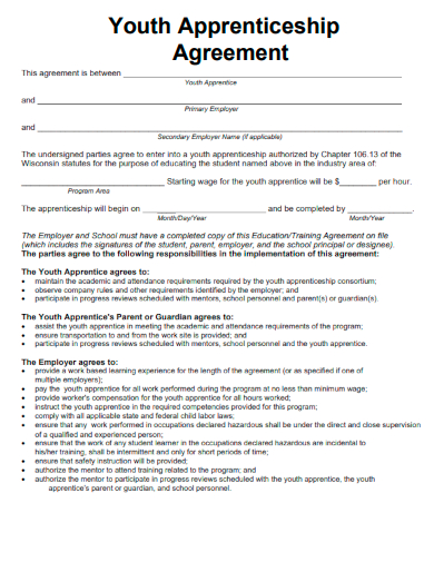 sample youth apprenticeship agreement template