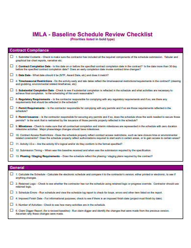 schedule review checklist template