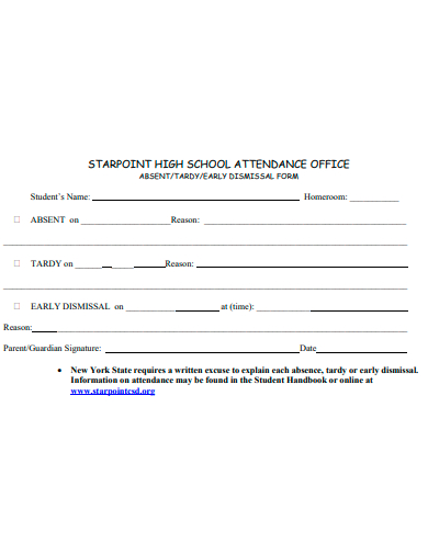 school attendance office form template