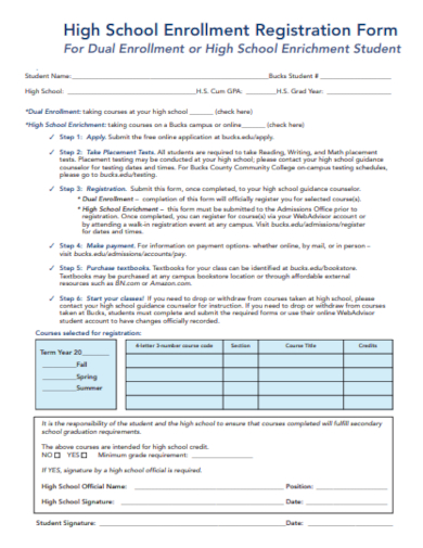 school enrollment registration form