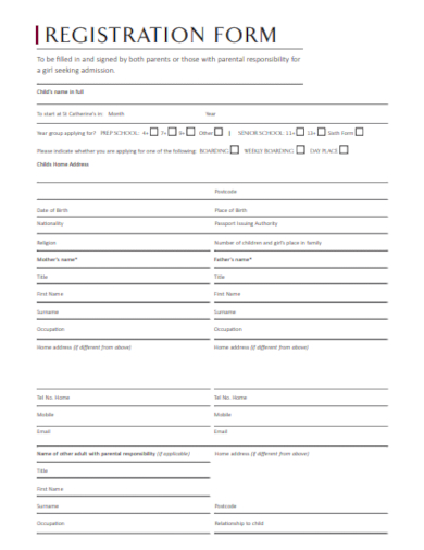 school registration form in pdf