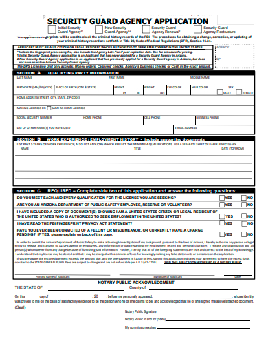security guard agency application template