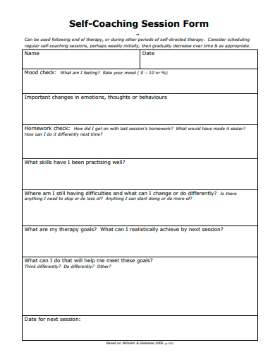 self coaching session form template
