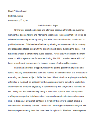 self evaluation essay paper