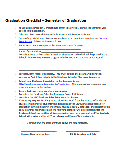 semester of graduation checklist template