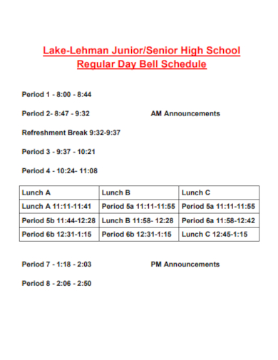 senior high school schedule