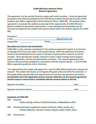 senior research thesis agreement template