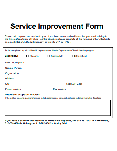 service improvement form template