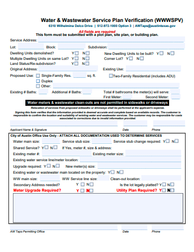 service plan verification form template