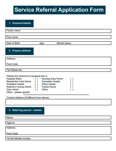 service referral application form template