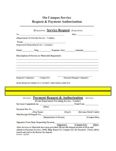 service request payment authorization form