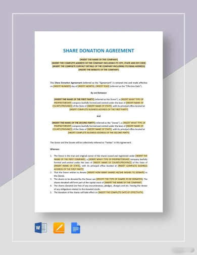 share donation agreement template