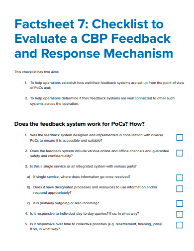 simple feedback checklist template