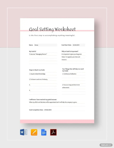 simple goal setting worksheet template