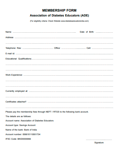 simple membership form template