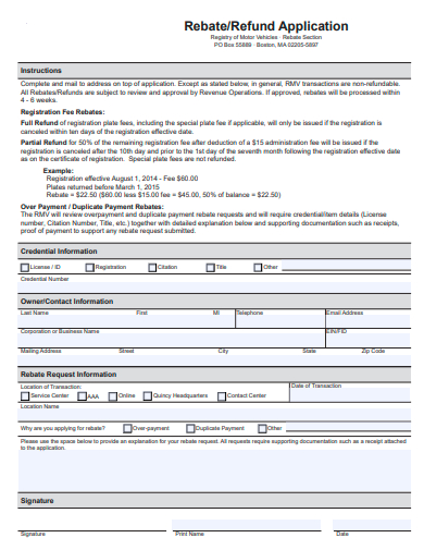 simple refund application template