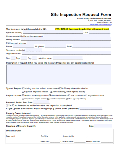 site inspection request form