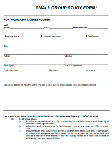small group study form template