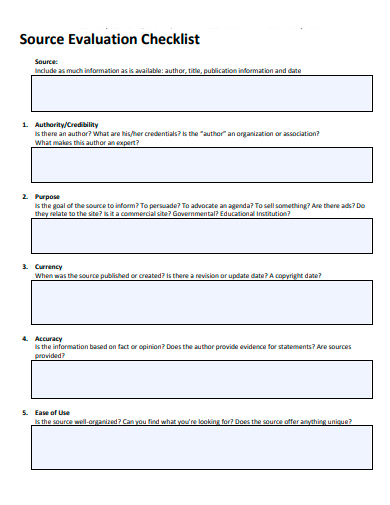 source evaluation checklist template