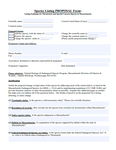 species listing proposal form template