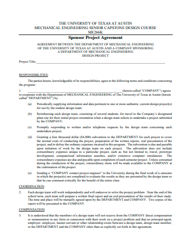 sponsor project agreement template
