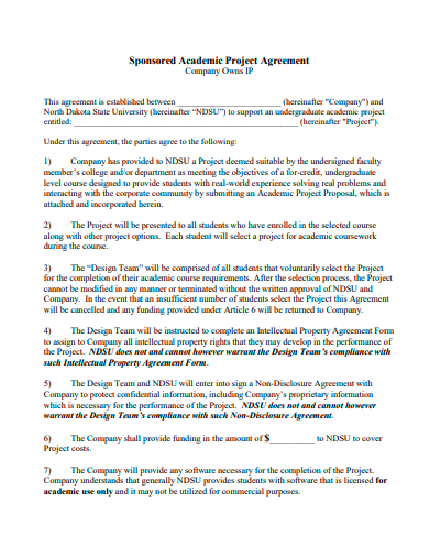 sponsored academic project agreement template